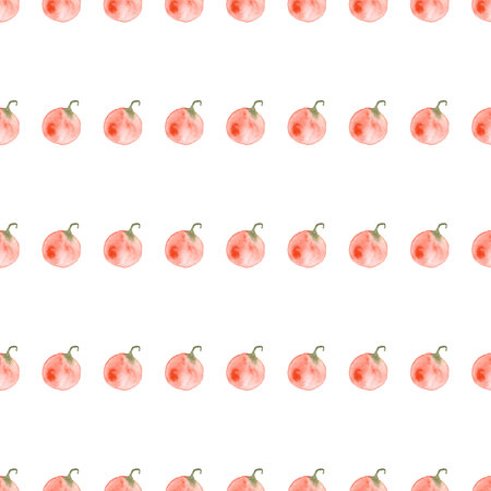 seamless pattern of watercolor pumpkins on white background, hand painted illustration elements