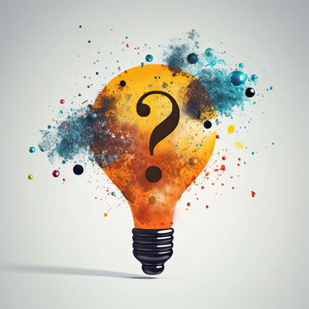 question mark in an orange light bulb with clouds around on a white background close-up. question concept. creative question marks.の素材