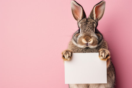 White rabbit ears on a light blue background with copy space. Easter minimalismの素材