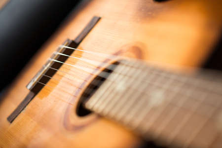 detail of classic guitar with shallow depth of fieldの写真素材