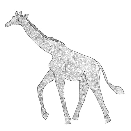 A giraffe coloring book for adults vectorのイラスト素材
