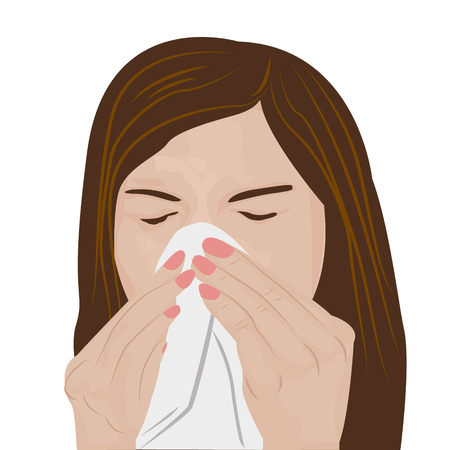 Woman sneezing vector illustrationのイラスト素材