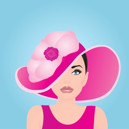 A girl in a pink bonnet vector illustrationのイラスト素材