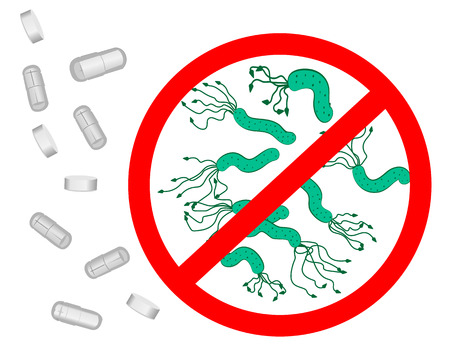 Stop Helicobacter pylori sign vector illustration in cartoon styleのイラスト素材