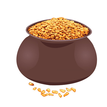 Fenugreek in a bowl vector illustration on a white backgroundのイラスト素材