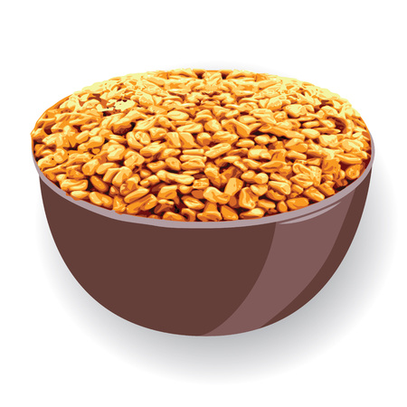 Fenugreek in a bowl vector illustration on a white backgroundのイラスト素材