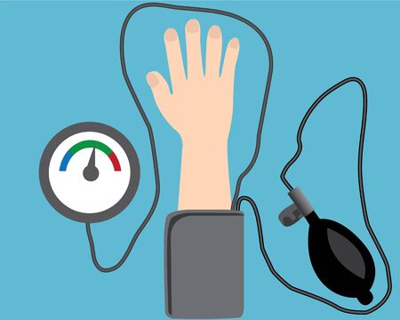 Blood pressure measuring device  cardio exam  vector illustration flat styleのイラスト素材