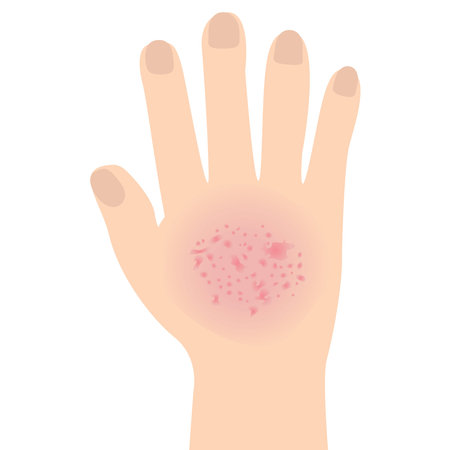 Eczema affected a hand Dermatology skin disease concept vector illustration on a white background isolatedのイラスト素材
