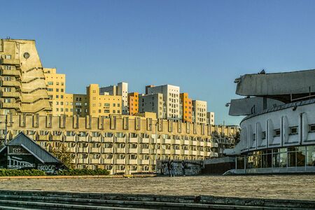 Cityscape view in Dnipro city, Ukrain. The photo is taken not far from city circus building on 13.10.19のeditorial素材