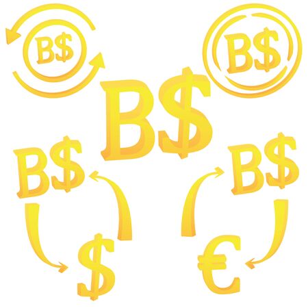 Brunei dollar currency symbol icon of Sultanate of Brunei vector illustration on a white backgroundのイラスト素材