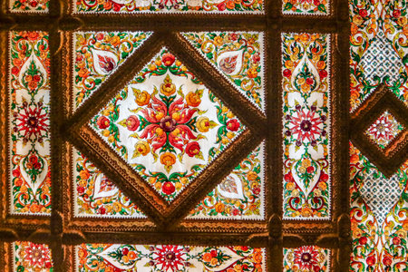 Thai pattern on a window at a temple at Bangkok, Thailand. The photo is taken on 25.12.19