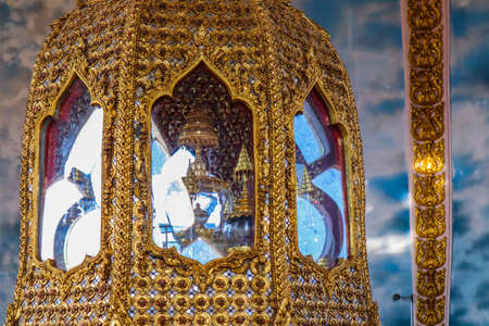Decor element in a thai buddhist temple in Bangkok, Thailand. The photo is taken on 25.12.19のeditorial素材