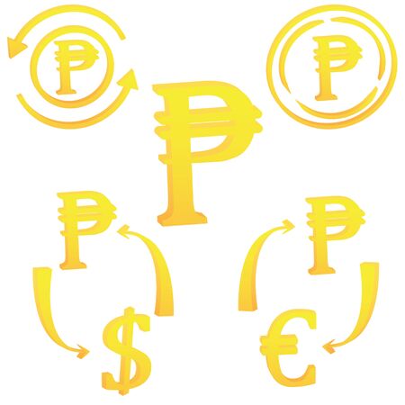 Philippines pesso 3D symbol icon vector illustration on a white backgroundのイラスト素材