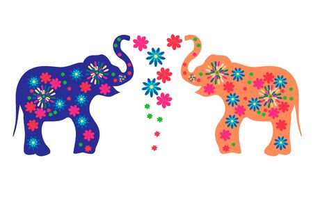 Indian elephants with flowers. Advertising goods from Indiaの写真素材