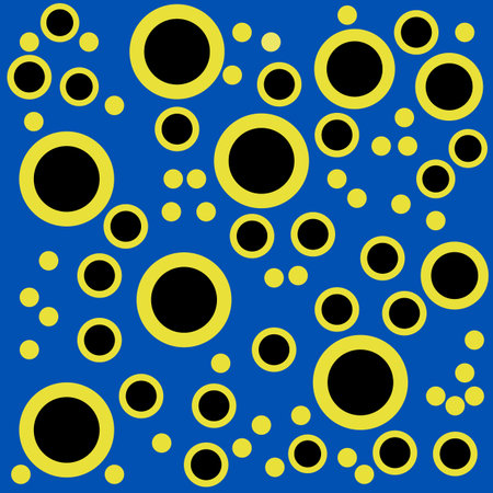 Seamless texture with colored circles and rings on a blue backgroundのイラスト素材