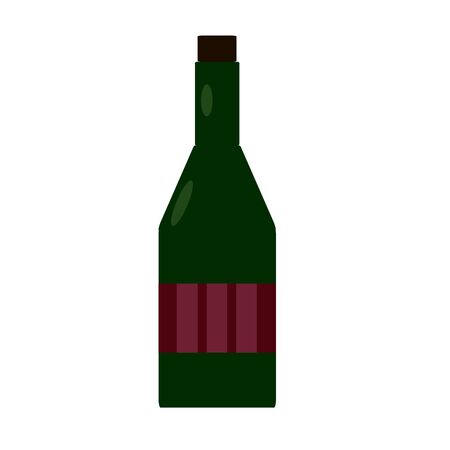 Dark glass bottle beer or wine with label and corkのイラスト素材