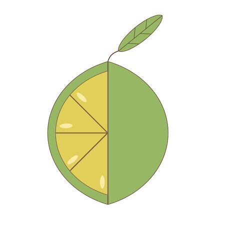 Icon of lemon or lime, a slice of sour and bright lemonのイラスト素材