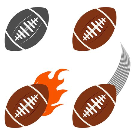 American football design elements. American Football Realistic Icons. American football standard ball sports illustration.のイラスト素材