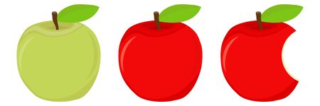 An apple, half an apple, a slice from an apple. Vector illustration, vector.のイラスト素材