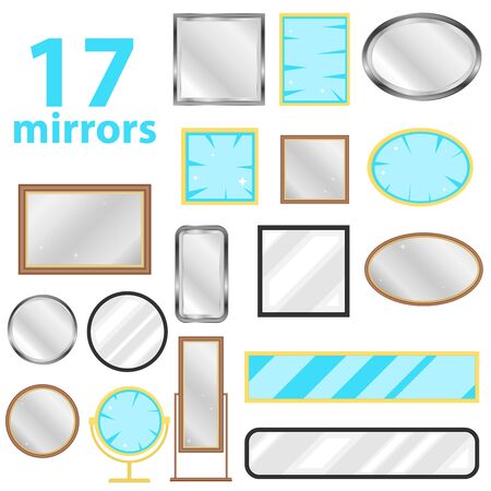 Mirror, a set of mirrors. Realistic mirror. Vector illustration, vector.のイラスト素材