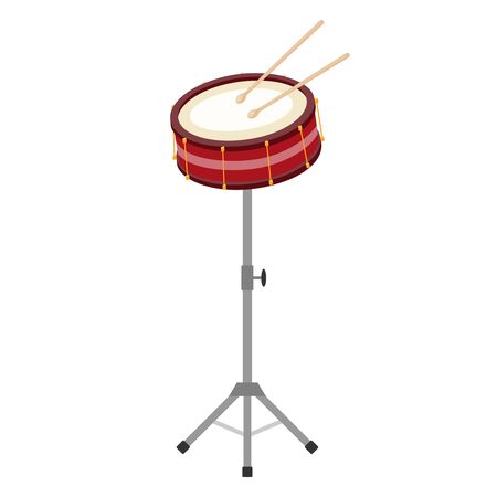 Drum, set of realistic drums isolated on white. Cartoon, vector illustration of a drum with sticks.のイラスト素材