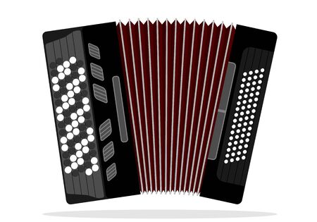 Accordion, button accordion. Accordion isolated on white. Musical instrument.のイラスト素材
