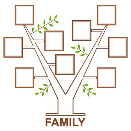 Family Tree template vintage vector illustration. Memories tree with photo frames. Insert your photos into frames.のイラスト素材