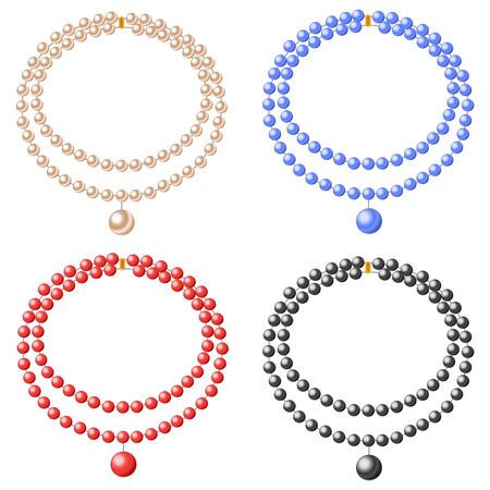 A necklace of pearls, a set of realistic beads made from pearls. Vector illustration of a pearl necklace. vectorのイラスト素材