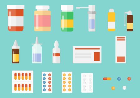 Medicines A set of medical drugs. Vector illustration of medicines. Vectorのイラスト素材
