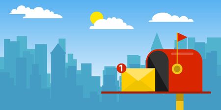 Email subscribe, online newsletter vector template with mailbox and submit button. Vector illustration. Vectorのイラスト素材