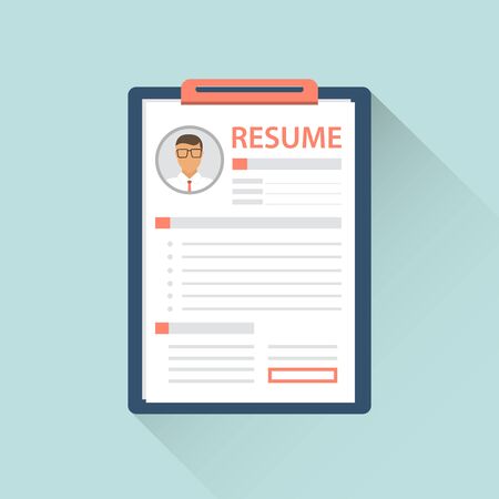 Resume, realistic resume isolated on green with shadow. Vector illustration of the resume. Vectorのイラスト素材