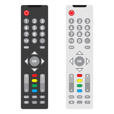 TV remote, TV remote icon. Two tv remote black and white. Vector.のイラスト素材