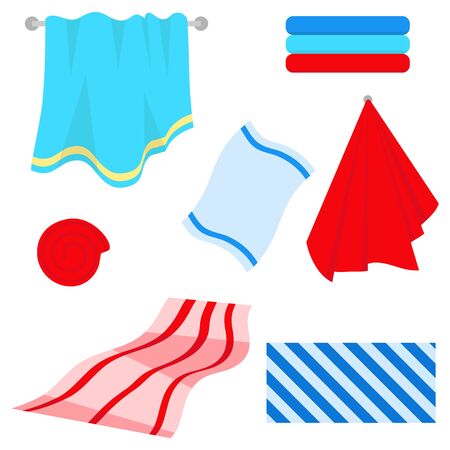 Towel, set of towels. Vector illustration of a set of towels.のイラスト素材