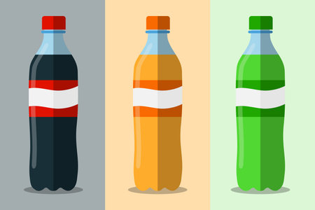 Soda, set of plastic soda bottles isolated on a white background. Vector illustration. Vector.のイラスト素材