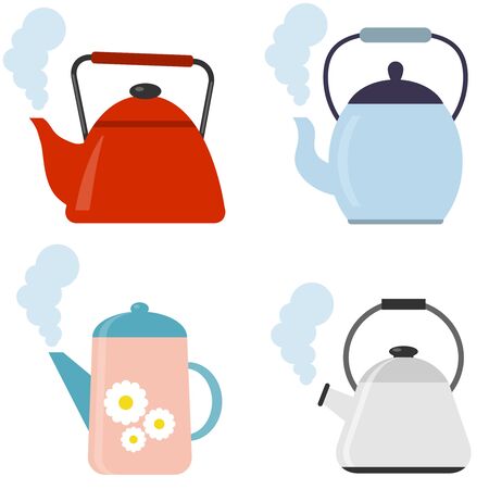 Tea. Fresh brewed tea - teapot, pour in a cup of tea.のイラスト素材