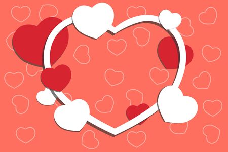 Valentine card of red and white hearts. The concept of greeting cards to Valentine's Day. Vector illustration. Vectorのイラスト素材