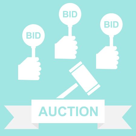 Auction, auction bidding. Buying a lot at auction. Vector illustration. Vectorのイラスト素材