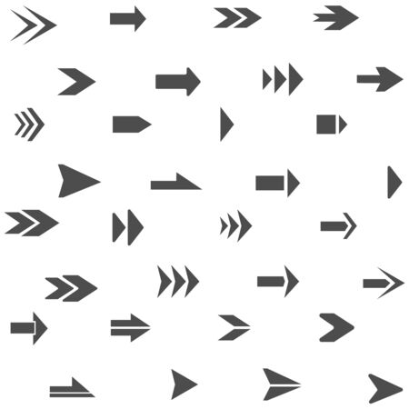 Arrows pointers, direction of movement. Signs of emergency exits, a large set. Vector illustration of pointers. Vector.のイラスト素材