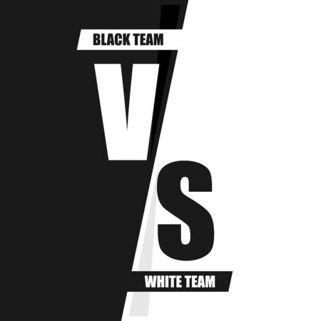 VS. White versus black. Fight, conflict, duel between the black and white team. Duel of two opponents. Vector illustration of confrontation. Vector.のイラスト素材