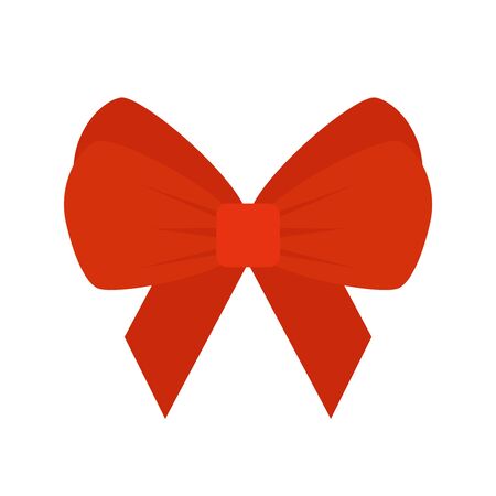 Bow, red bow Isolated on a white background. Vector, cartoon illustration of a bow. Vector.のイラスト素材