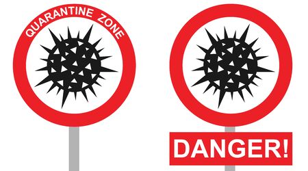 Coronavirus COVID-19, the icon of the coronavirus. Vector, cartoon illustration of a caution coronavirus. Vector.のイラスト素材