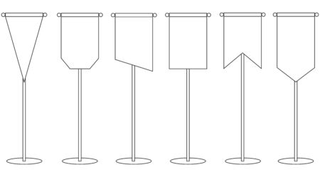 Flag, flag icon, flag on flagpole isolated on white background. Vector, cartoon illustration. Vectorのイラスト素材