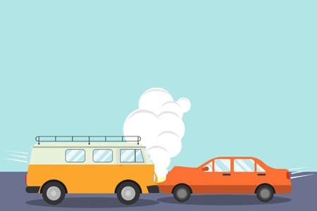 Accident, traffic accident. Collision of two cars. Vector, cartoon illustration Vectorのイラスト素材
