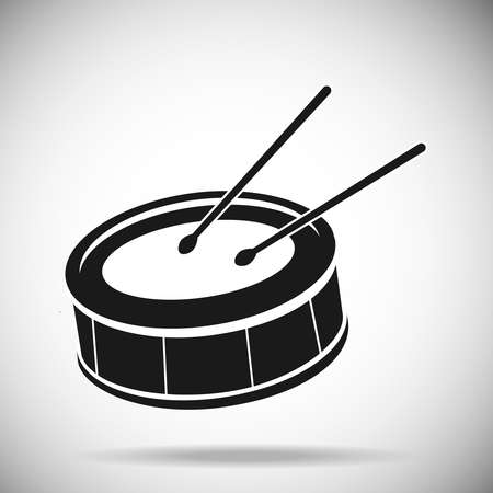 Drum icon, black drum on a light background. Vector, cartoon illustration. Vectorのイラスト素材