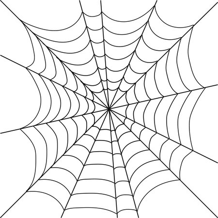 Cobweb, realistic web woven by a spider on a white background. Vector, cartoon illustration. vectorのイラスト素材