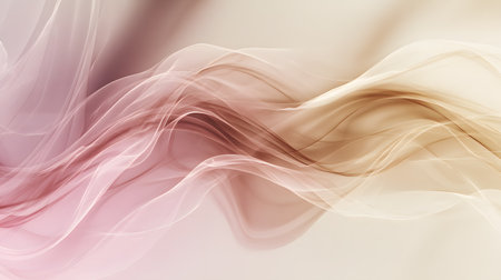 A soft abstract image featuring elegant flowing waves in warm beige and rose tones, creating a smooth and sophisticated gradient composition with delicate movement and harmony.の素材