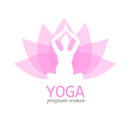 Pregnant woman sitting in yoga position.のイラスト素材