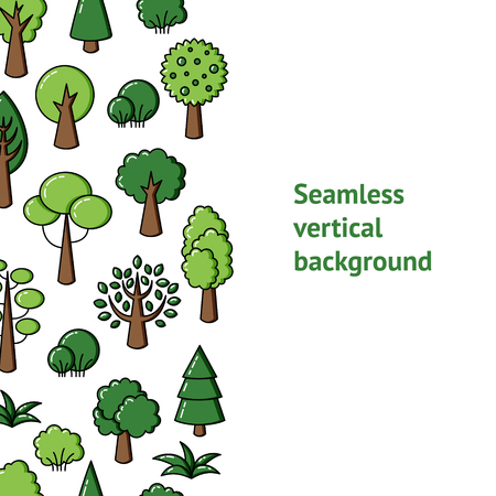 Vector background, seamless pattern trees. Backdrop forest doodleのイラスト素材
