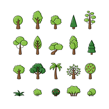 Collection of vector tree icons. Template for logo, web design, advertisingのイラスト素材