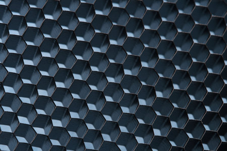blue honeycomb grid; macro shot; shallow DOFの写真素材